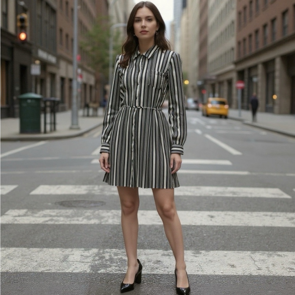 Sheer Collared Button Down Tunic Dress